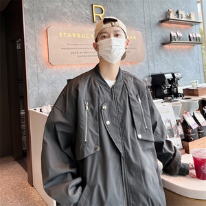 拉链口袋棒球服男宽松百搭设计感小众情侣休闲夹克外套JK335-P68图片