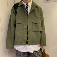 春秋季纯色工装男女ins复古宽松情侣港味夹克上衣潮W1463-P55，男装夹克，星座512-4