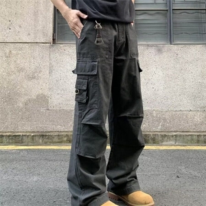 美式vibe多口袋工装裤男小众褶皱设计阔腿裤机能风户外徒步登山裤图片