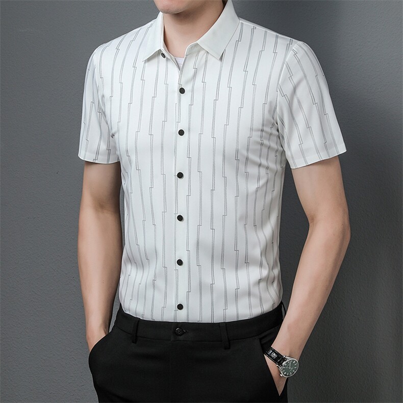 DN5826限价138元男式2023夏季新款无痕衬衣男短袖翻领休闲衬衫P75，男装衬衫，电商B360