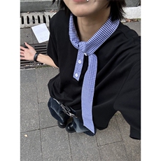 散养文化sameuoo飘带短袖男女航海系navycore中性风穿搭垫肩t恤潮，男装T恤，电商B350