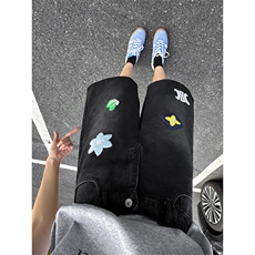 B221美式ins高街宽松直筒毛巾绣牛仔裤短裤LK25551-特P45控78，男装牛仔裤，电商B221