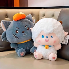韩喵喵毛绒玩具 正版喜羊羊与灰太狼抱抱系列公仔毛绒玩具可爱懒羊羊玩偶软萌娃娃