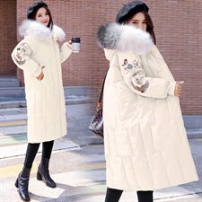 羽绒棉服时尚潮流舒适气质2020年冬季中长款优雅刺绣保暖棉服，女装棉衣/棉服，天丝秀