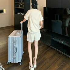 时尚休闲运动套装女夏季新款韩版宽松显瘦印花短袖阔腿短裤两件套，女装套装/套裙，江南