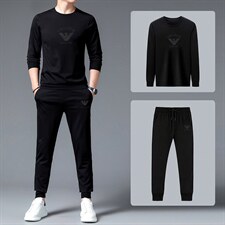 中年男士圆领卫衣运动套装春秋季商务休闲潮流时尚男装秋装，男装休闲套装，电商B212（原钱塘6029）