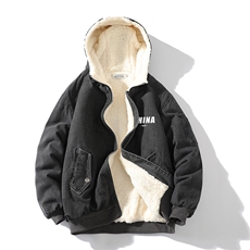牛仔外套男大码加厚加绒衣男羊羔毛服男砖墙NM53248-P140，男装棉衣，电商A040A