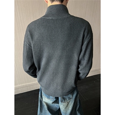 新款老钱风立领针织衫开衫毛衣男款双拉链打底衫外套MK80-特P50，男装T恤，星座610B-1