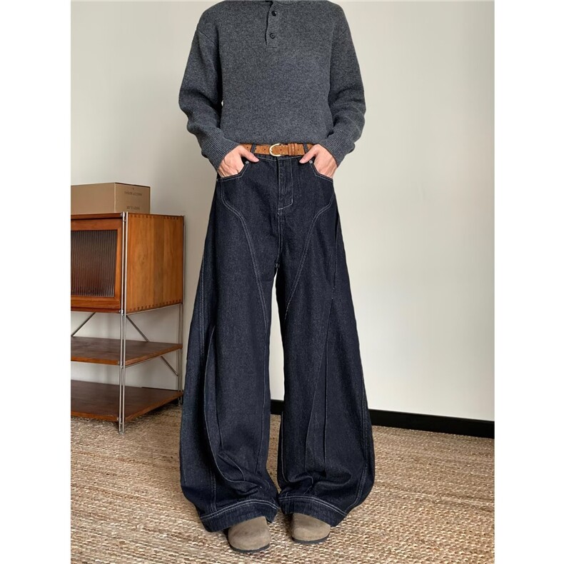 牛仔裤男2026夏季薄款高街宽松百搭痞帅阔腿长裤7874P50，男装牛仔裤，星座410-2