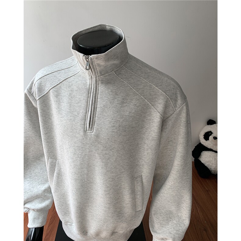 全棉重磅380克拼接圆领短宽套头拉链POLO衫外套男AH907-特P40，男装Polo衫，星座610B-1