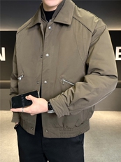 标90男士简约翻领假两件羽绒服上衣外套百搭A329-YR3605-P265，男装羽绒服，电商A329