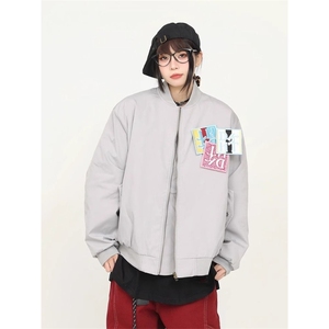 港风复古魔术贴飞行员夹克男女春秋季宽松情侣棒球服外套ins潮流图片