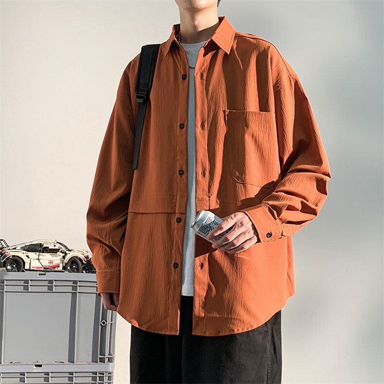 衬衫男2025春季新款港风宽松大码长袖衬衣CS110-P45,男装衬衫,星座214-3