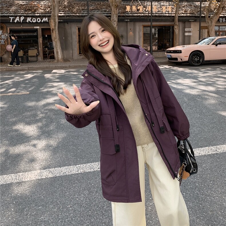女装冬季紫色小个子高级感加厚派克服外套,女装派克服,2C233