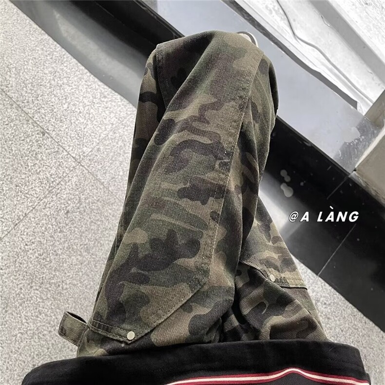 迷彩工装牛仔裤男美式潮牌直筒裤高街宽松阔腿长裤NK527-P47,男装牛仔裤,星座208-5