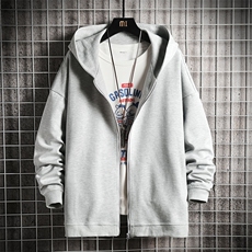 KS21137-P38连帽开衫卫衣男运动外套大码班服网格挂拍，男装卫衣，电商A040A