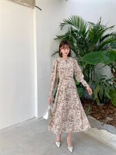 秋季新款韩版修身淑女气质高雅淑女时尚连衣裙，女装连衣裙，荷塘月色