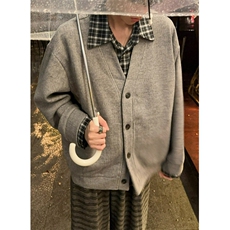 【005】假两件新款拼接衬衫外套开衫针织毛衣A079-A266-P75，男装针织衫/毛衣，电商A079