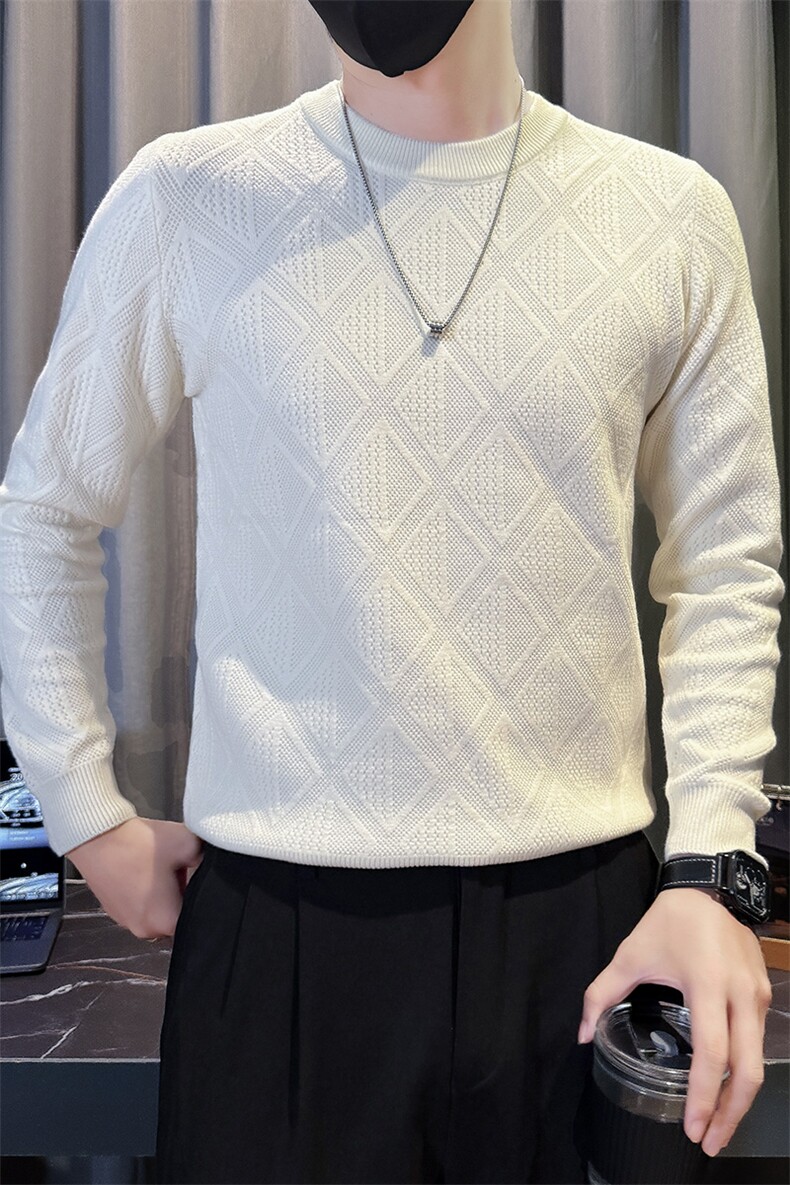 B216MY5160P652025秋冬装男士提花毛衣休闲针织衫社会小伙风,男装针织衫/毛衣,电商B216（原B302）