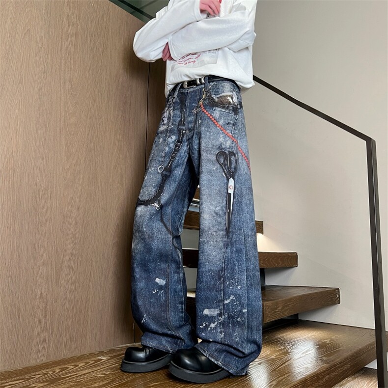 XZ616春季重磅美式满印3D印花街头休闲牛仔长裤K26006特P50，男装休闲裤，星座512A（原616）