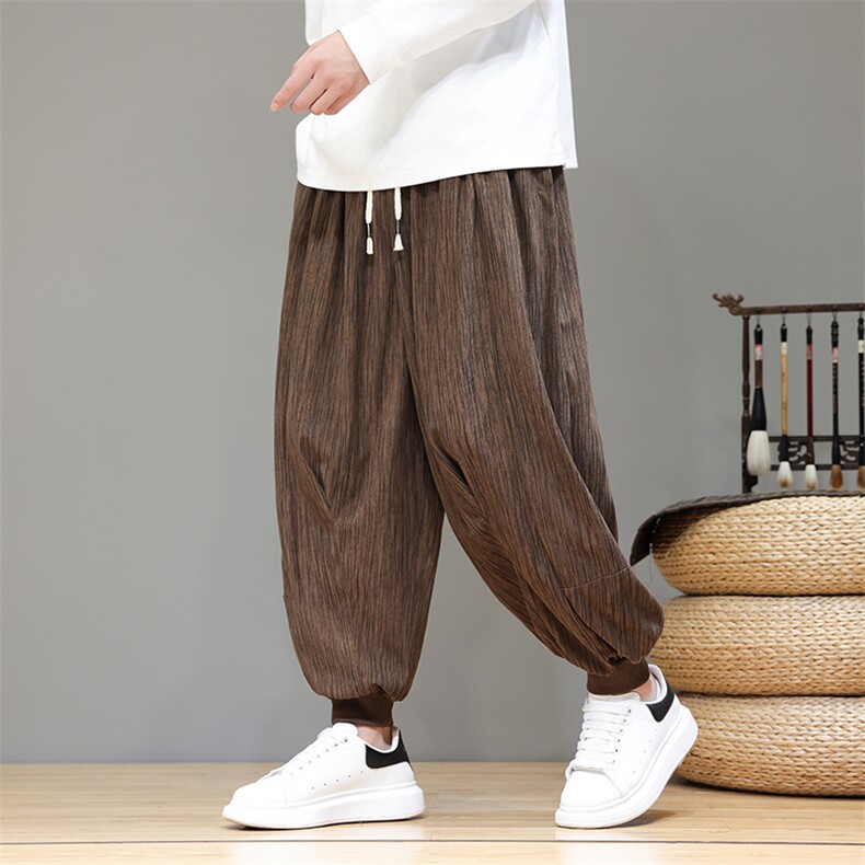 束脚哈伦裤男秋冬季风灯芯绒裤子大码休闲阔腿灯笼裤WK18-P55，男装休闲裤，星座219