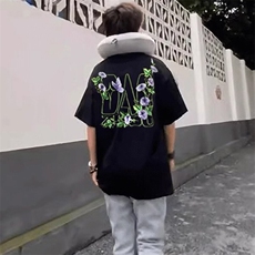 万针全刺绣工艺抖音得物高品质260克重磅纯棉双纱美式高街短袖T恤，男装T恤，电商A486