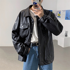 秋季翻领机车皮衣短款皮衣情侣百搭外套xz510-1-W32-P65，男装皮衣，星座510-1