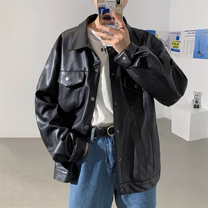 秋季翻领机车皮衣短款皮衣情侣百搭外套xz510-1-W32-P65图片
