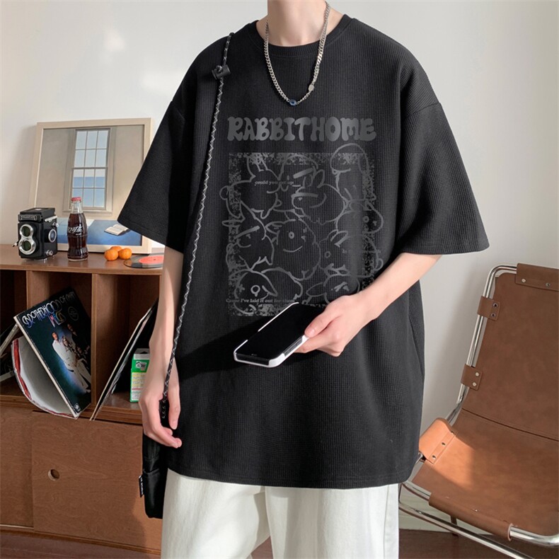 华夫格！港风华夫格短袖T恤男士半袖男五分袖体恤衫男HT121-P25图片