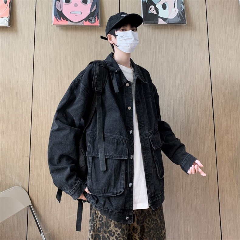 复古牛仔外套男韩版衣服炸街美式工装夹克秋原宿风外衣B801/P68,男装工装外套,星座506