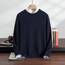 秋冬季35%羊绒休闲商务简约百搭七针平面圆领羊绒衫男装，男装羊绒套衫，纳丰羊绒