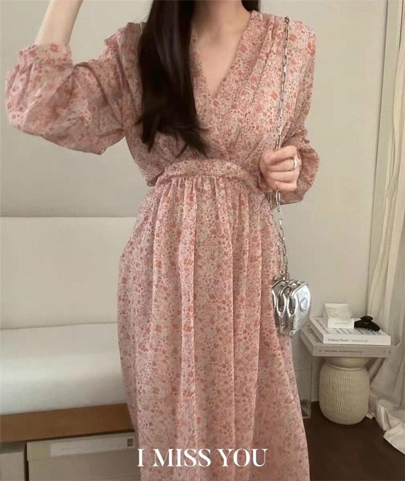韩式碎花连衣裙，女装连衣裙，泰靡(2F)