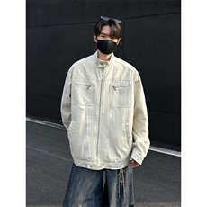 拉链牛仔外套男秋款美式复古工装上衣高级感哈灵顿夹克JK1164-P98，男装工装外套，星座1103-3