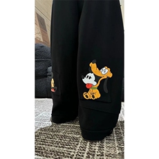 AK24048-P55卡通米奇加绒加厚卫裤女秋冬季宽松直筒阔腿，女装休闲裤，星座617A-2