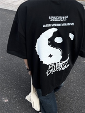 美式高街纯棉小领口短袖oversize280g重磅t恤vibe潮七分袖，男装T恤，星座310A-4