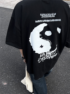 美式高街纯棉小领口短袖oversize280g重磅t恤vibe潮七分袖图片