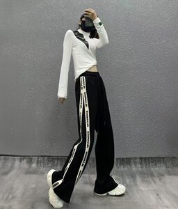 春季新品织带卫裤,女装休闲裤,菲库feiku