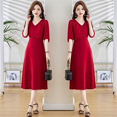 2024夏装新款时尚简约气质收腰连衣裙，女装连衣裙，魅丽静蓝