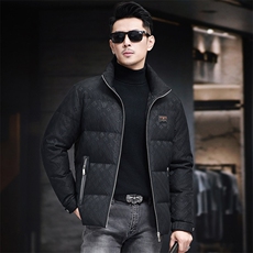欧货品质高端男士立领印花潮款羽绒服实体，男装羽绒服，钱塘207-1