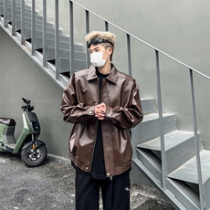 2024春季新款机车皮衣外套男美式复古潮流pu皮夹克现货W8125-P60，男装夹克，星座512-4