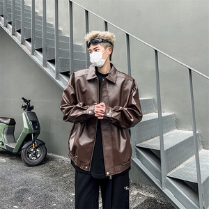 2024春季新款机车皮衣外套男美式复古潮流pu皮夹克 现货W8125-P60图片