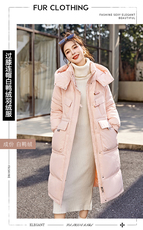 2024年时尚优雅气质休闲连帽白鸭绒中长款羽绒服冬季上架，女装风衣，涵亦佰惠