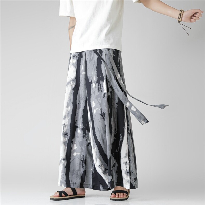 2025新款新中式冰丝阔腿裤风汉服马面裤电商A057-K386-P55,男装民族服装,电商A057B