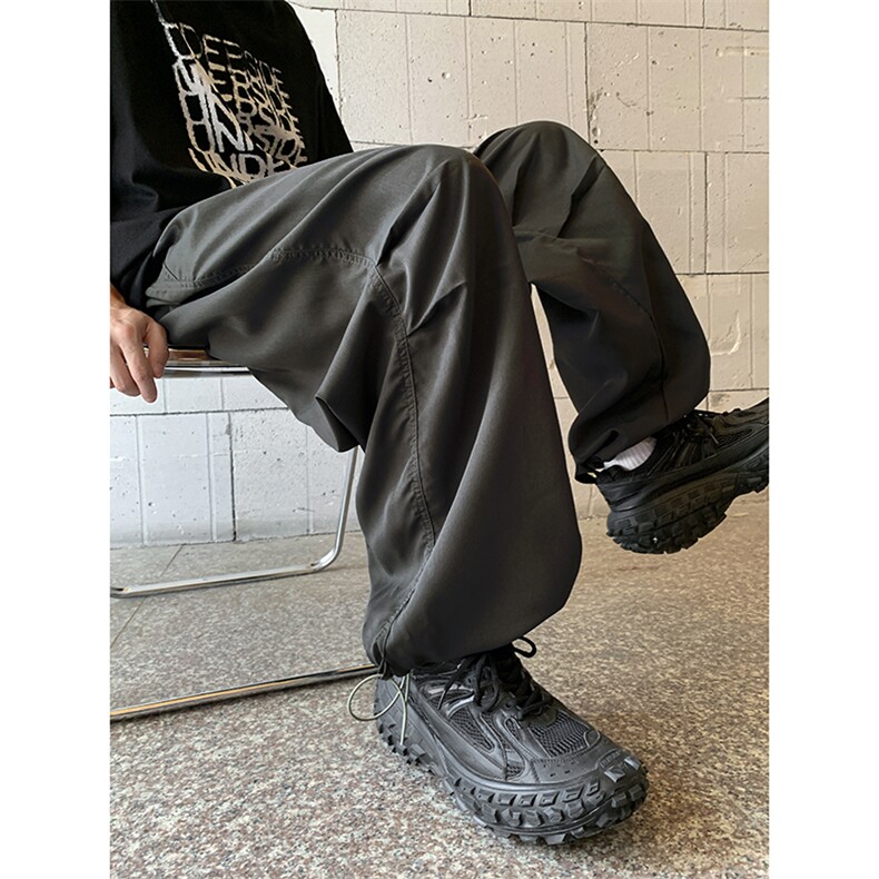夏季薄款百搭束脚运动阔腿裤美式复古工装休闲裤男长裤K7183-P38,男装休闲裤,星座512-4