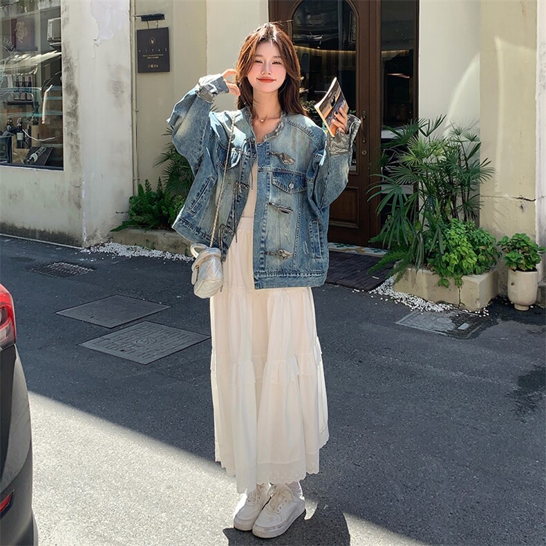 24秋装新品复古拼色牛仔新中式牛仔外套2C239-SS18-P155-K238,女装短外套,2C239