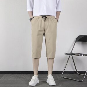 夏季2025弹力系绳七分裤男休闲中裤修身小脚裤男士7分裤 VS870图片