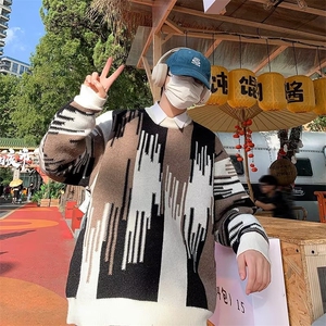 美式圆领毛衣男慵懒风休闲针织衫 X7132 P43图片