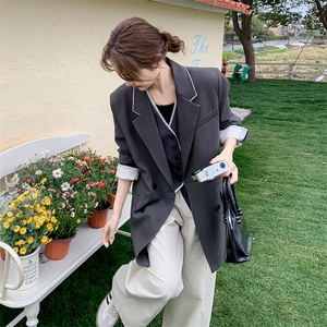 欧货时尚百搭西装外套女春秋新款高级感气质减龄韩版休闲西服图片