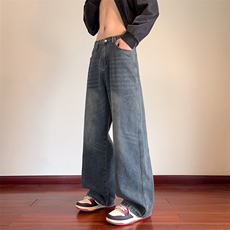 现货秋季新款水波纹牛仔裤男美式复古水洗直筒裤子-A2183TP45控78，男装牛仔裤，电商B241