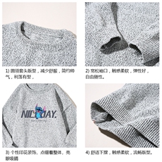 加厚加绒毛衣男大码毛线衣男针织衫M19173-P45加绒款-P65白底，男装针织衫/毛衣，电商A040A